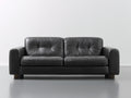 Sofá de 2 plazas tapizado en cuero sintético 180x85x85 cm - Color negro - Diseño moderno para salón