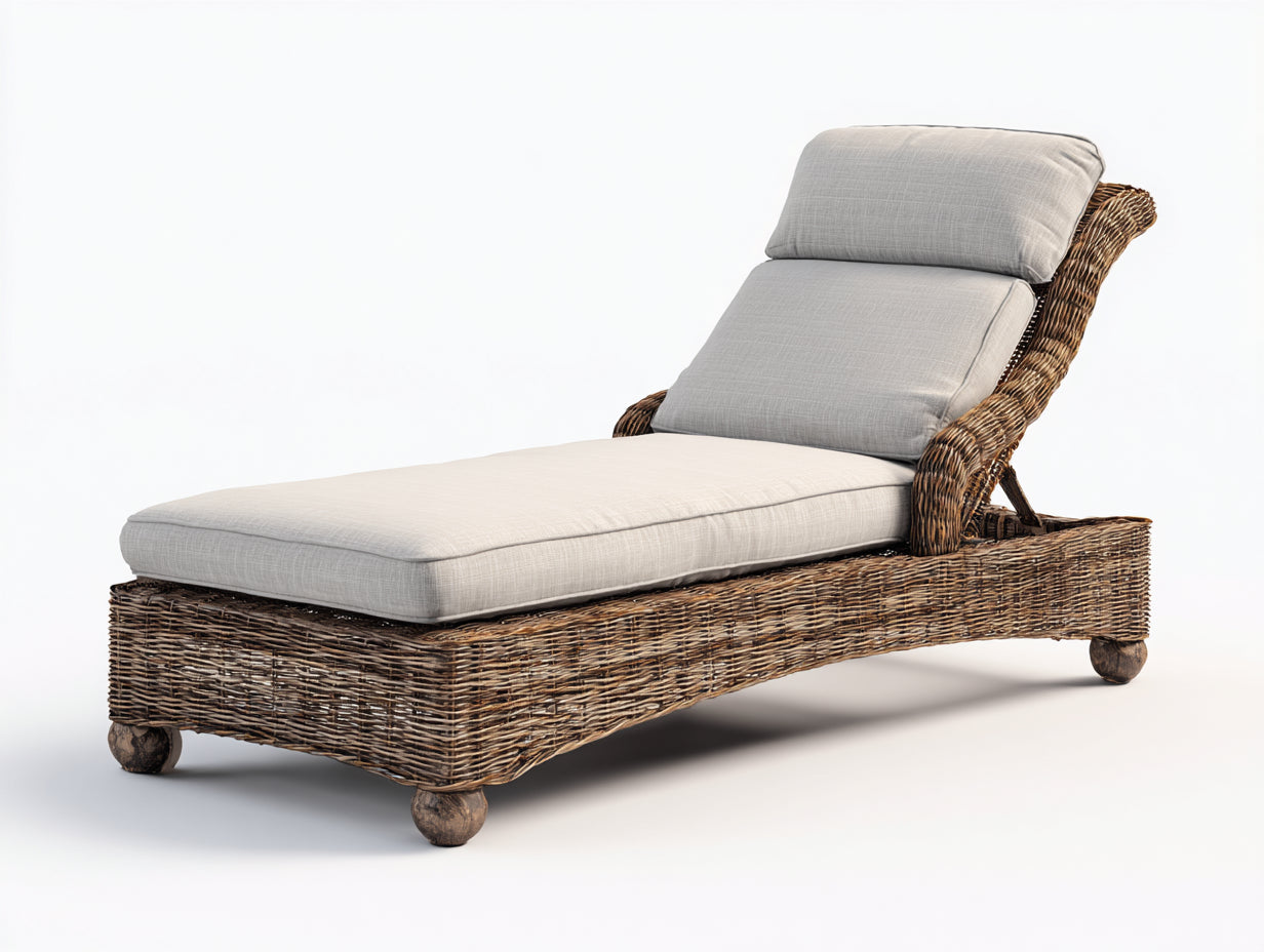 Tumbona de jardín de ratán sintético 210x80x75 cm - color marrón y beige - diseño moderno para exterior