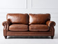 Sofá de 2 plazas de cuero 220x95x90 cm - Color marrón - Diseño clásico elegante para salón