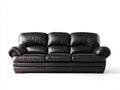 Sofás 3 plazas de piel negra con respaldo acolchado y reposabrazos curvados 240x95x85 cm estilo moderno