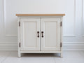 Aparador de madera con 2 puertas 100x40x85 cm - Color blanco y natural - Diseño clásico para salón y comedor