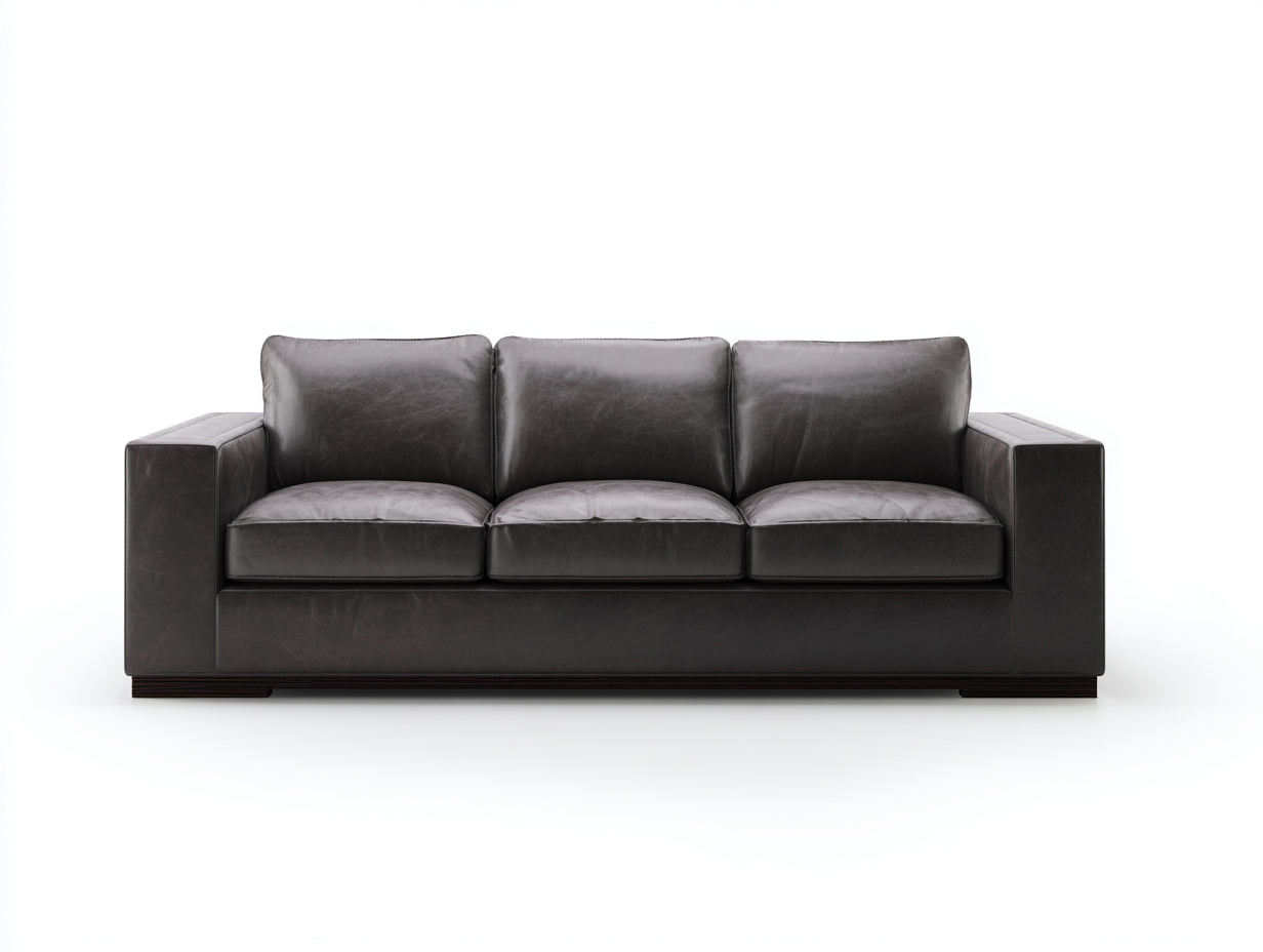 Sofás 3 plazas de piel sintética 230x90x78 cm - gris oscuro - diseño moderno