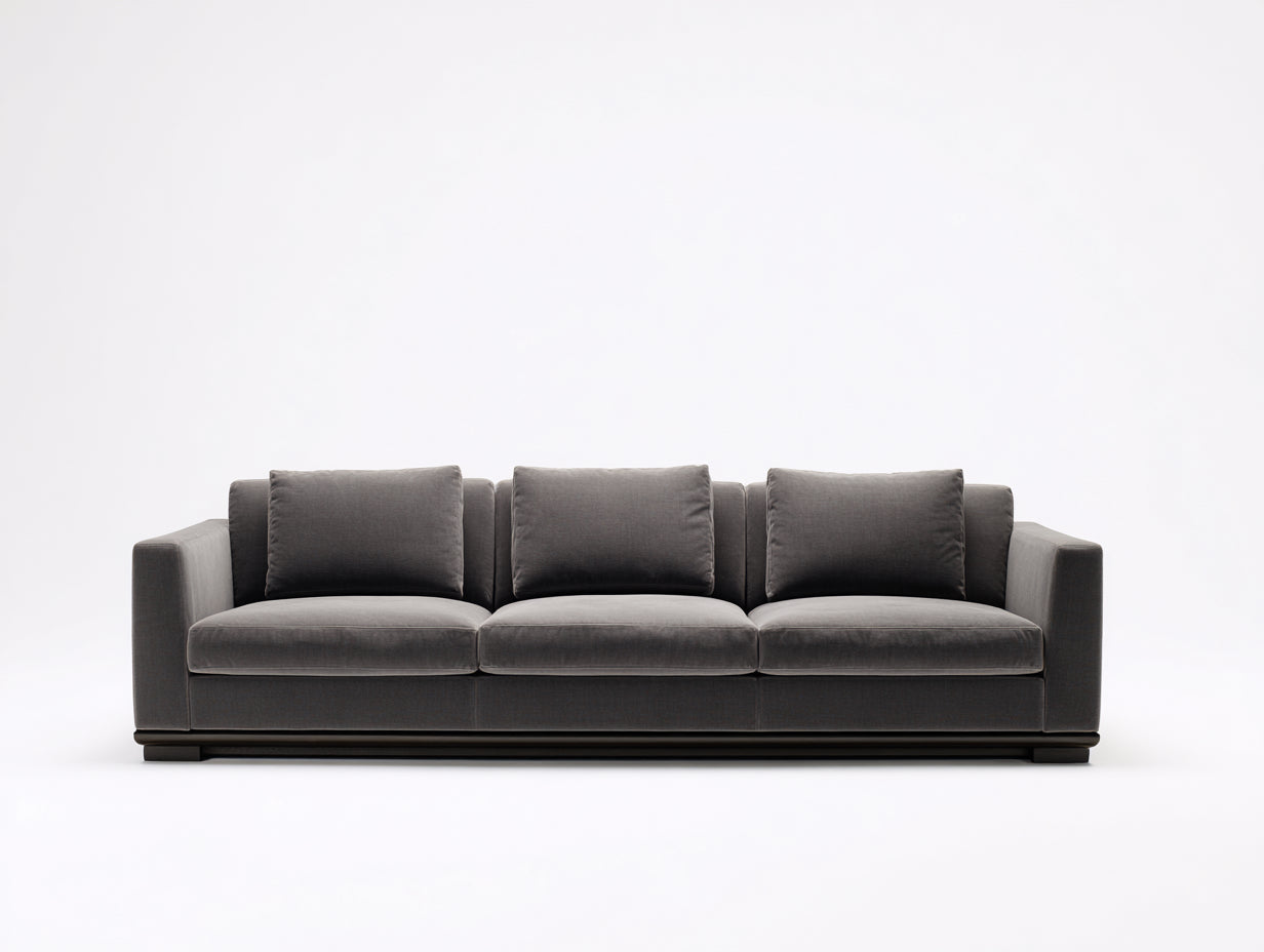 Sofá de 3 plazas de tela 240x95x80 cm - Color gris - Diseño moderno minimalista para salón