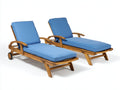 Tumbonas madera 190x65x80 cm - azul y marrón natural - tumbona de exterior con respaldo ajustable