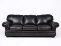Sofá de 3 plazas de cuero 240x95x85 cm - Color negro - Diseño clásico elegante para salón