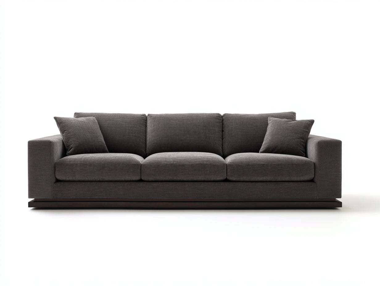 Sofá de 3 plazas tapizado en tela 260x95x85 cm - Color gris oscuro - Diseño moderno minimalista para salón