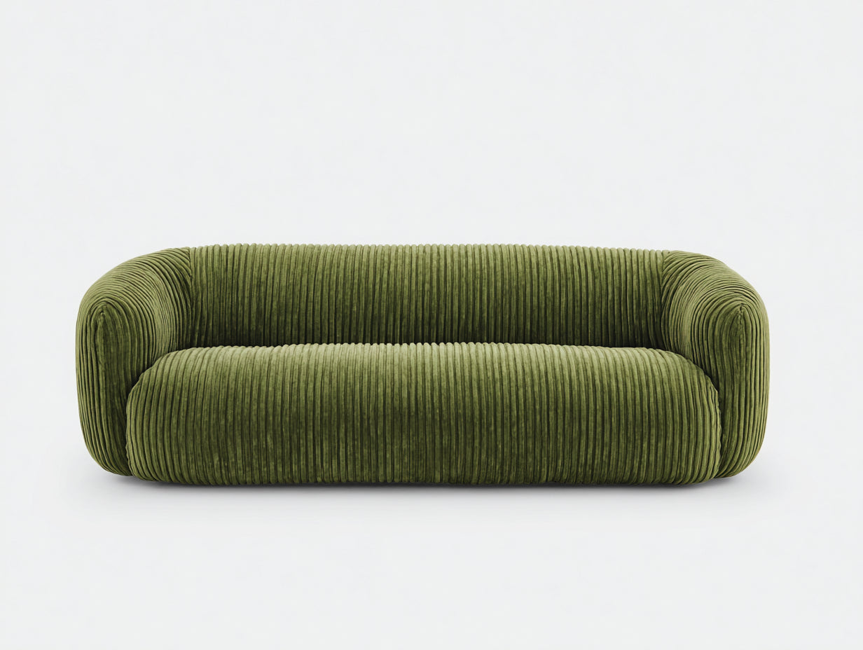 Sofá de 2 plazas de tela 220x90x70 cm - Color verde - Diseño moderno para salón