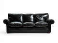 Sofá 3 plazas de cuero sintético 240x95x85 cm - color negro - diseño clásico para salón