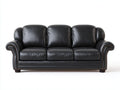 Sofá de 3 plazas de cuero 245x95x90 cm - Color negro - Diseño clásico elegante para salón