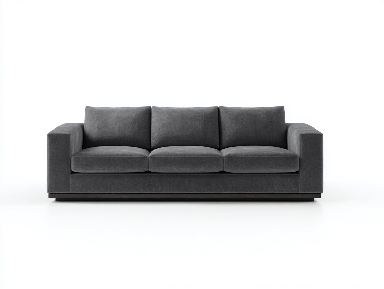 Sofás 3 plazas de tela 230x90x78 cm - gris oscuro - estilo moderno