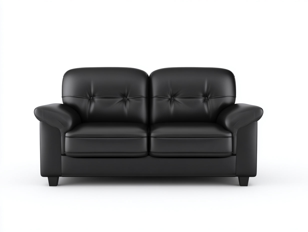 Sofá de 2 plazas de cuero sintético 180x85x85 cm - Color negro - Diseño clásico para salón