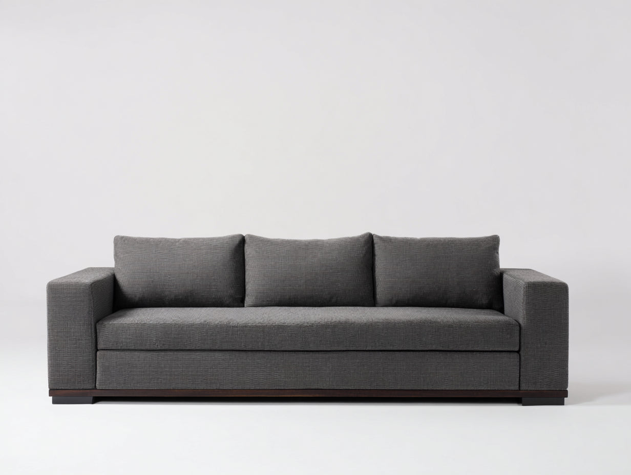 Sofá 3 plazas de tela 240x95x80 cm - color gris - diseño moderno para salón