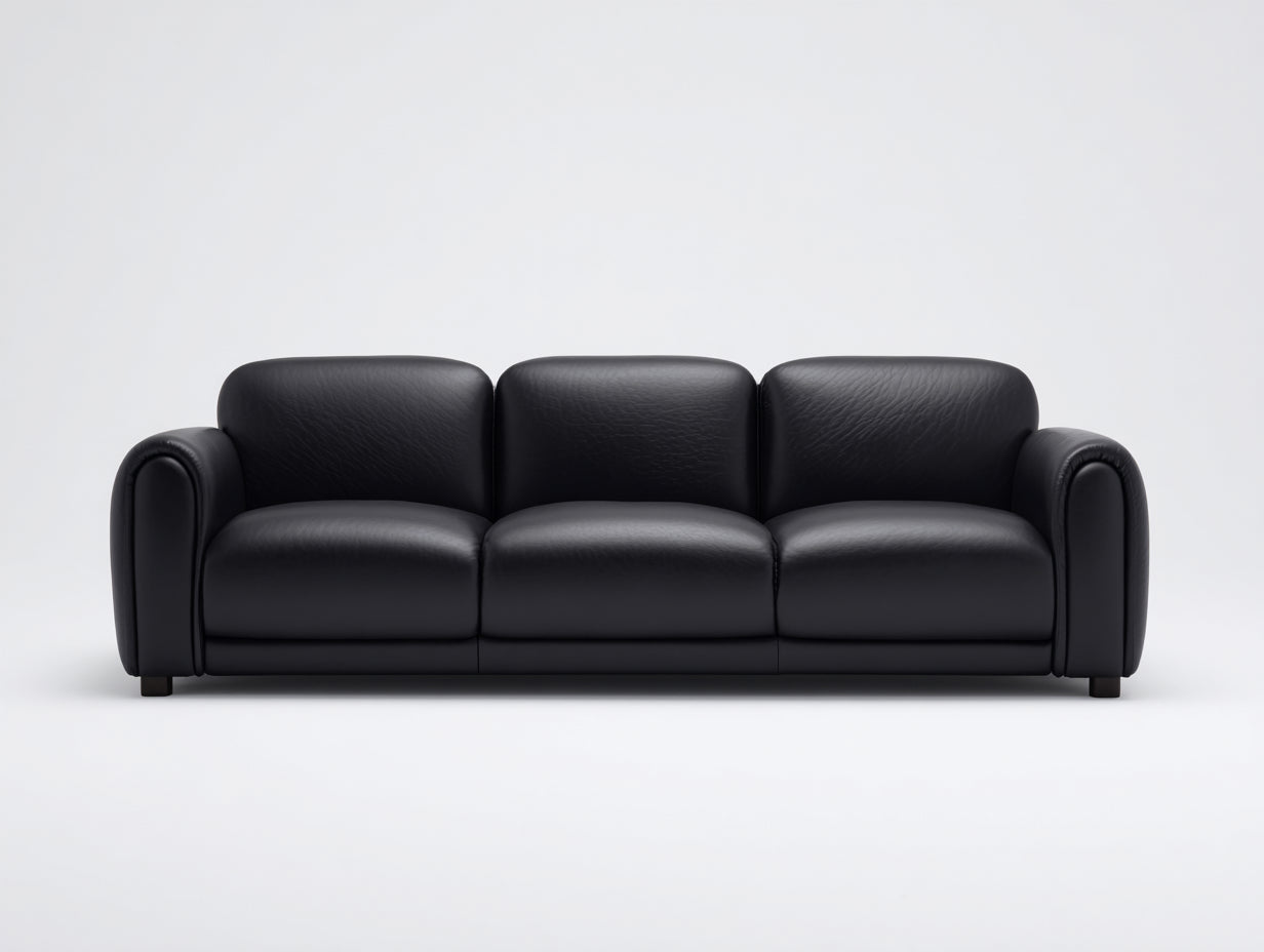 Sofás 3 plazas cuero 230x95x85 cm - negro - sofá de salón con diseño moderno minimalista