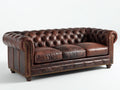 Sofá de 3 plazas de cuero 250x100x85 cm - Color marrón - Diseño Chesterfield clásico para salón