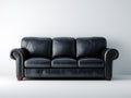 Sofá de 3 plazas de cuero 230x95x90 cm - Color negro - Diseño clásico elegante para salón