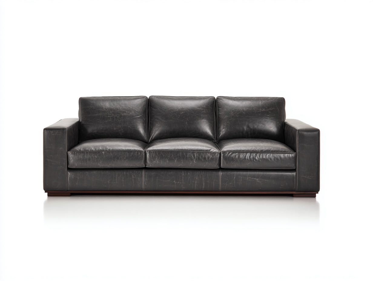 Sofás 3 plazas cuero 230x95x85 cm - negro - sofá de salón con diseño moderno