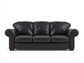 Sofá de 3 plazas tapizado en cuero sintético 250x95x85 cm - Color negro - Diseño clásico moderno para salón