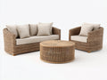 Sofás de exterior ratán 220x80x75 cm - marrón natural y beige - conjunto de sofá exterior con mesa auxiliar