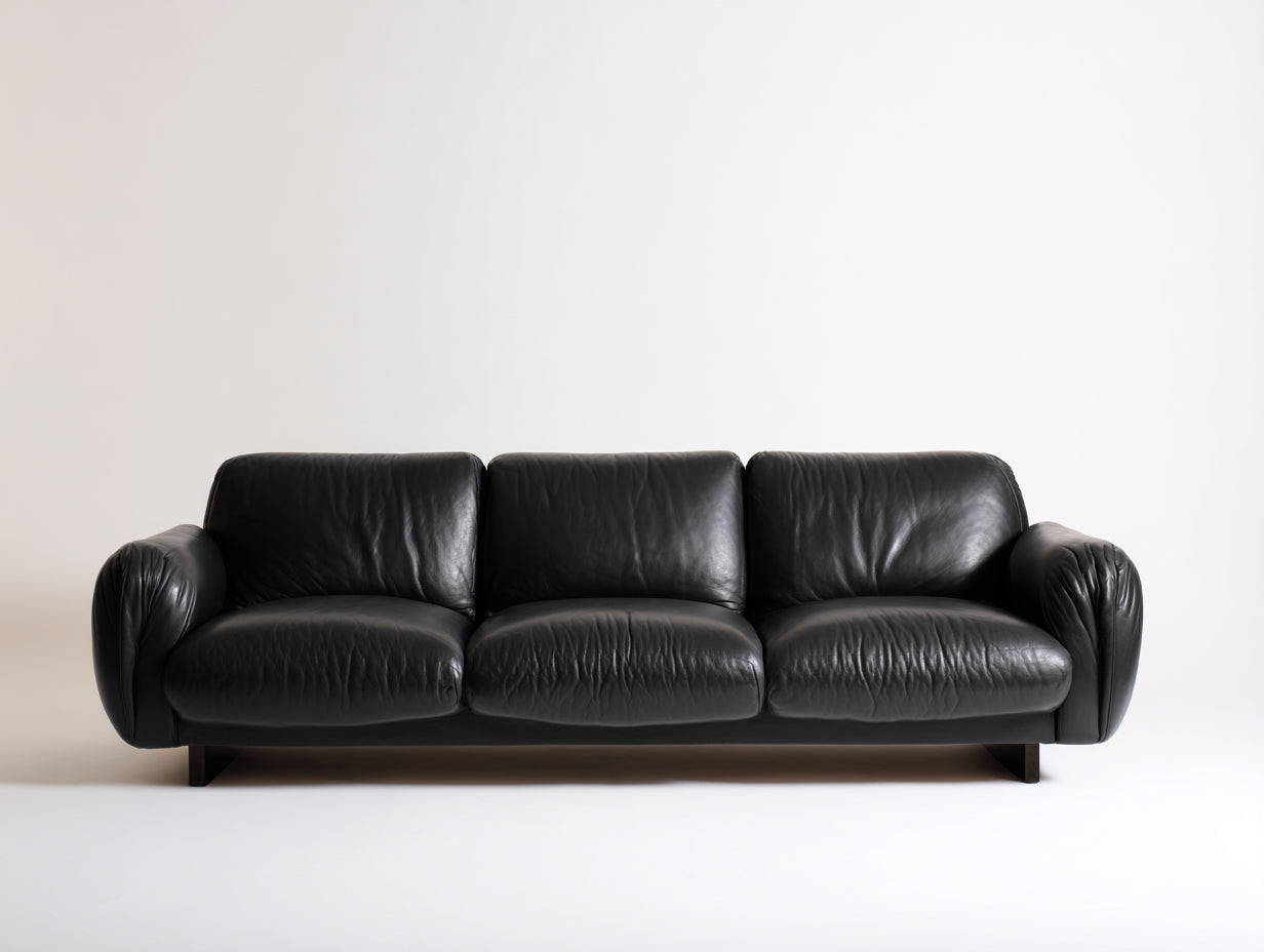 Sofás 3 plazas de piel sintética 240x95x80 cm - negro - estilo moderno