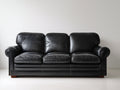 Sofá 3 plazas de cuero sintético 230x90x85 cm - color negro - diseño clásico para salón