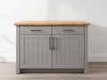 Aparador de madera con 2 puertas y 2 cajones 120x40x85 cm - Color gris y natural - Diseño clásico para salón