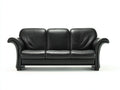 Sofá 3 plazas de cuero sintético 230x90x85 cm - color negro - diseño clásico para salón